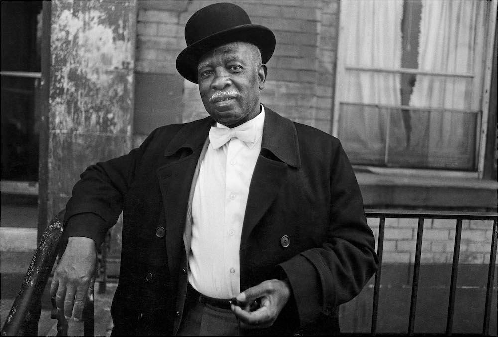 Dawoud Bey, “A Man in a Bowler Hat, Harlem, NY,” from the series Harlem, U.S.A.,1976; courtesy the artist and Sean Kelly Gallery, Stephen Daiter Gallery, and Rena Bransten Gallery; © Dawoud Bey 